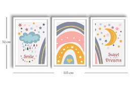 Wallity Cuadro Decorativo Enmarcado de 3 Piezas Multicolor